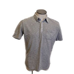 Vintage Y2K Levi’s Striped Grey Cotton Polo Shirt Short Sleeve Size XL Blokecore